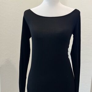 Sarah Pacini Black Long Sleeve Layering Top | Belgian Designer Minimalist